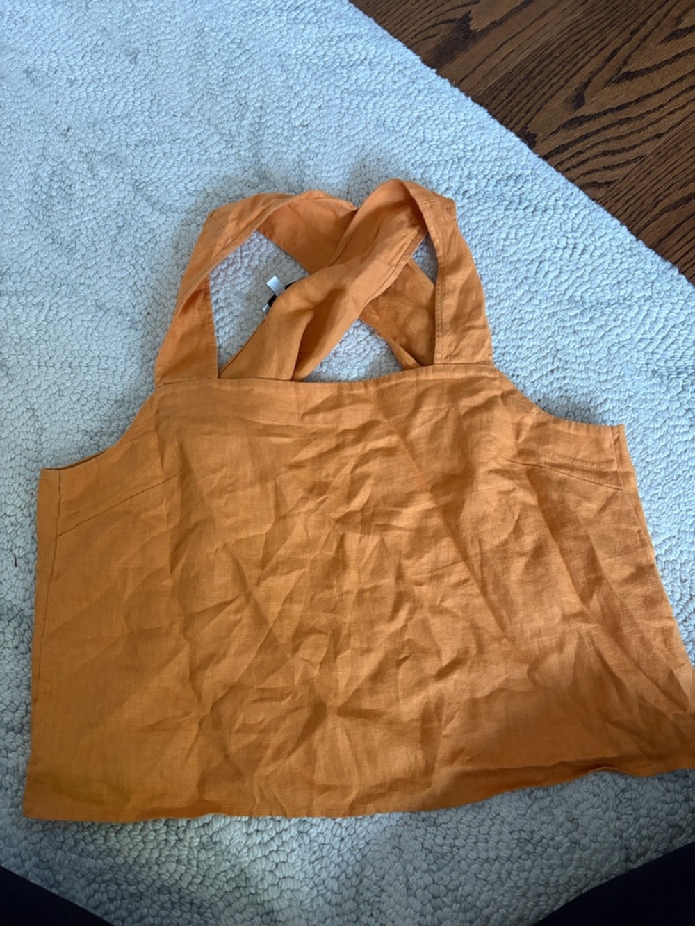 Madewell Orange Crisscross Strap Linen Tank
